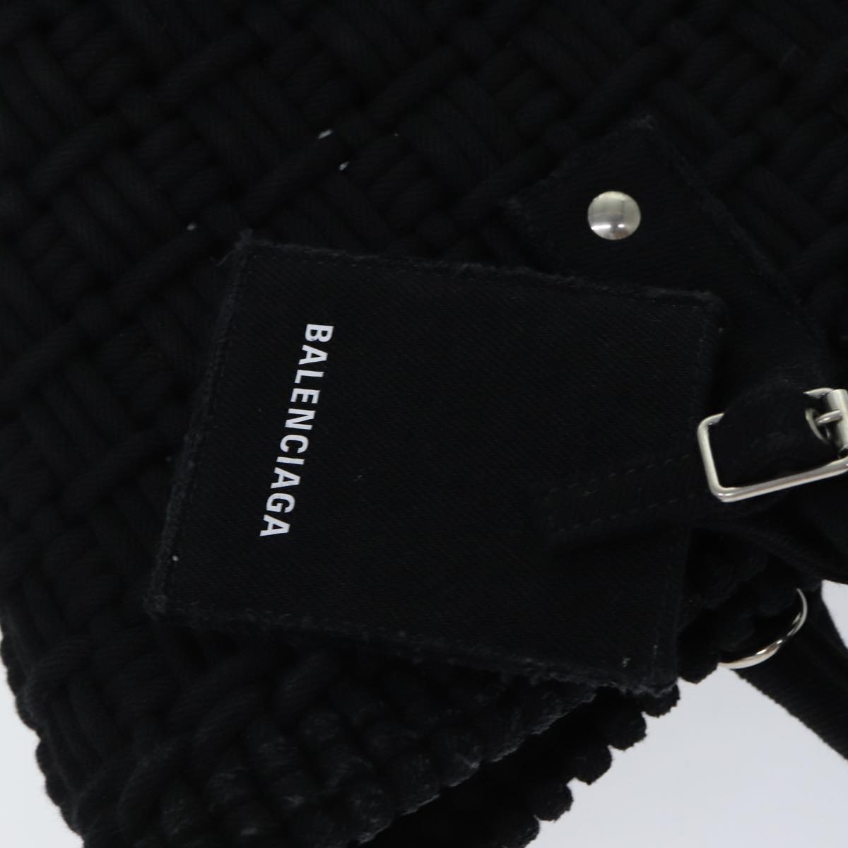 BALENCIAGA Bistro Hand Bag Canvas 2way Black 671342 Auth bs15695V