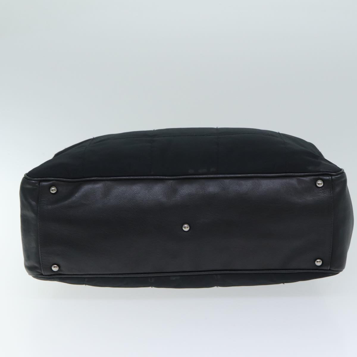 CHANEL Choco Bar Hand Bag Nylon Black Silver CC Auth bs15702