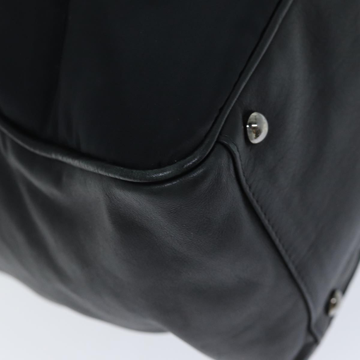 CHANEL Choco Bar Hand Bag Nylon Black Silver CC Auth bs15702
