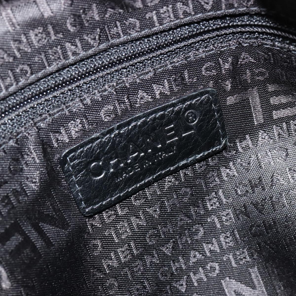 CHANEL Choco Bar Hand Bag Nylon Black Silver CC Auth bs15702