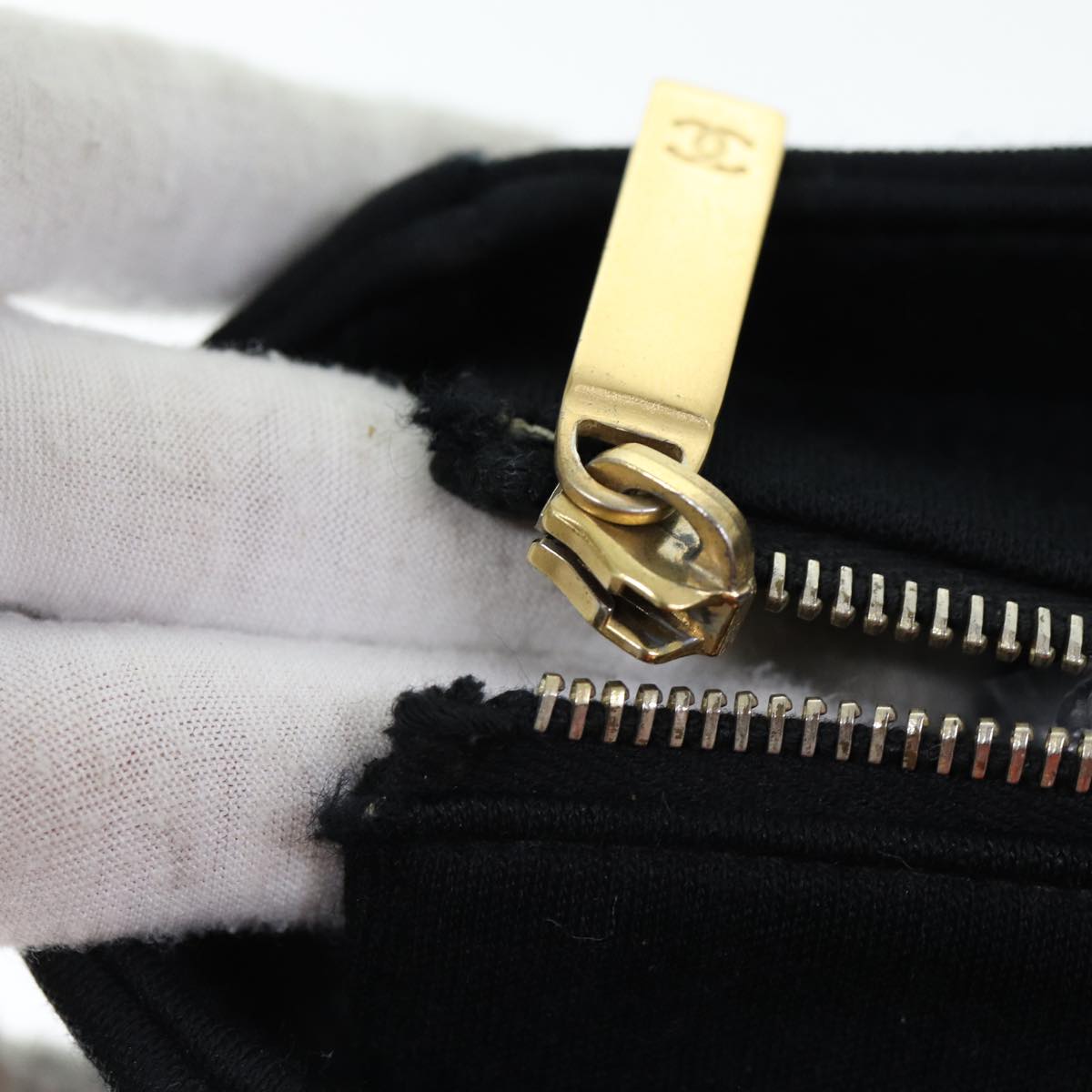 CHANEL Choco Bar Tote Bag Cotton Black CC Auth bs15847