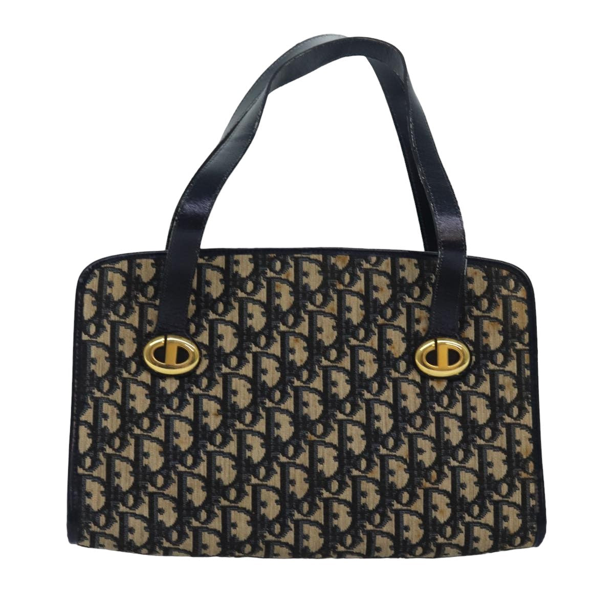 Christian Dior Trotter Canvas Hand Bag Canvas Navy Auth bs15874