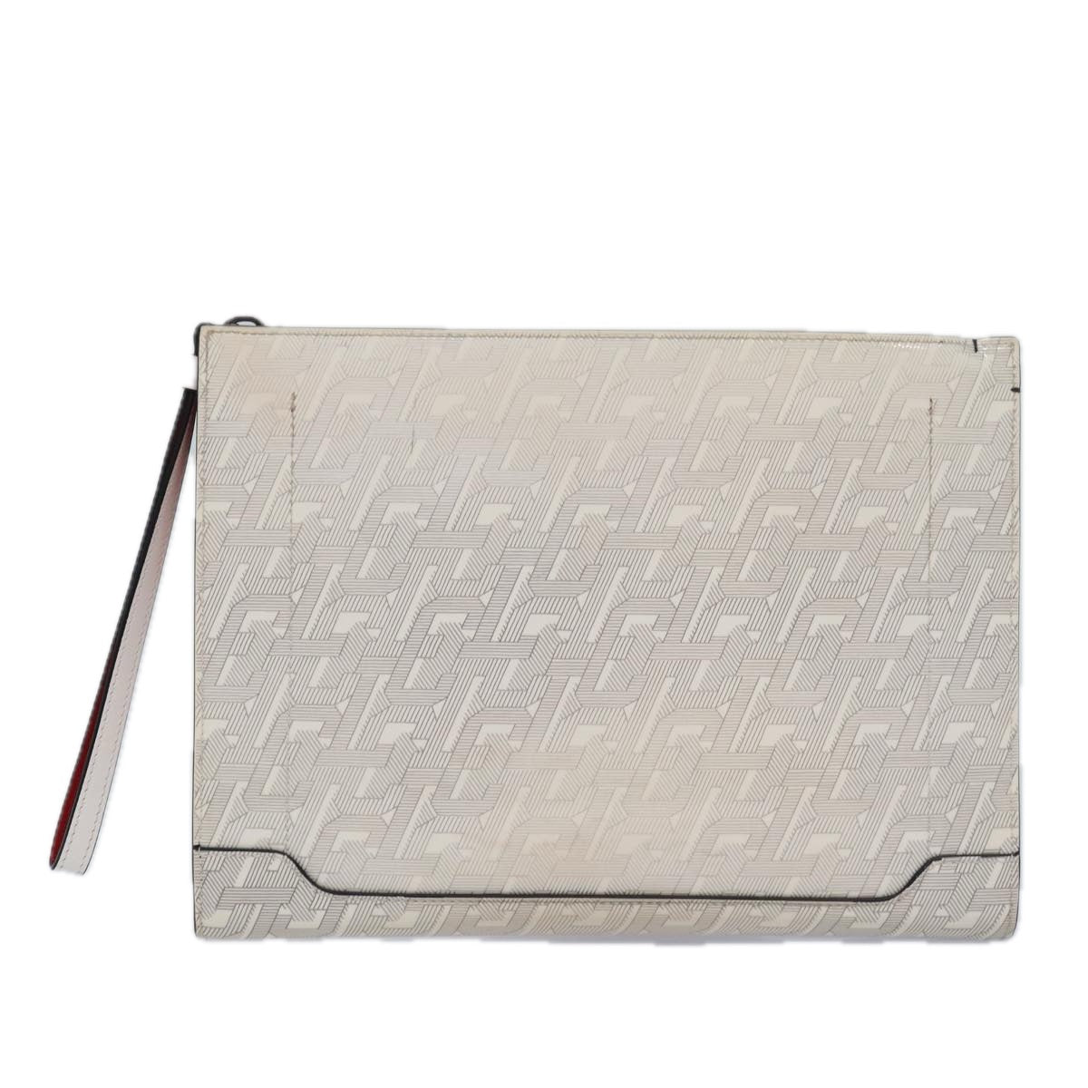 Christian Louboutin Clutch Bag Enamel White Auth bs16225