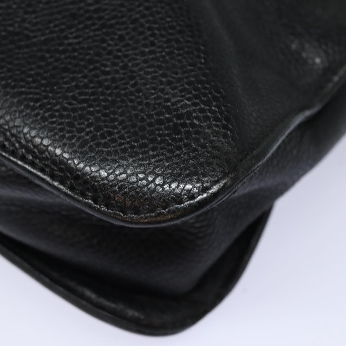 CHANEL Hand Bag Calf Skin Black CC Auth bs16380