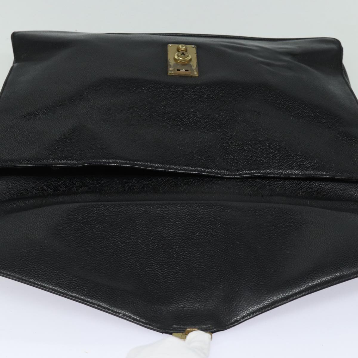 CHANEL Hand Bag Calf Skin Black CC Auth bs16380