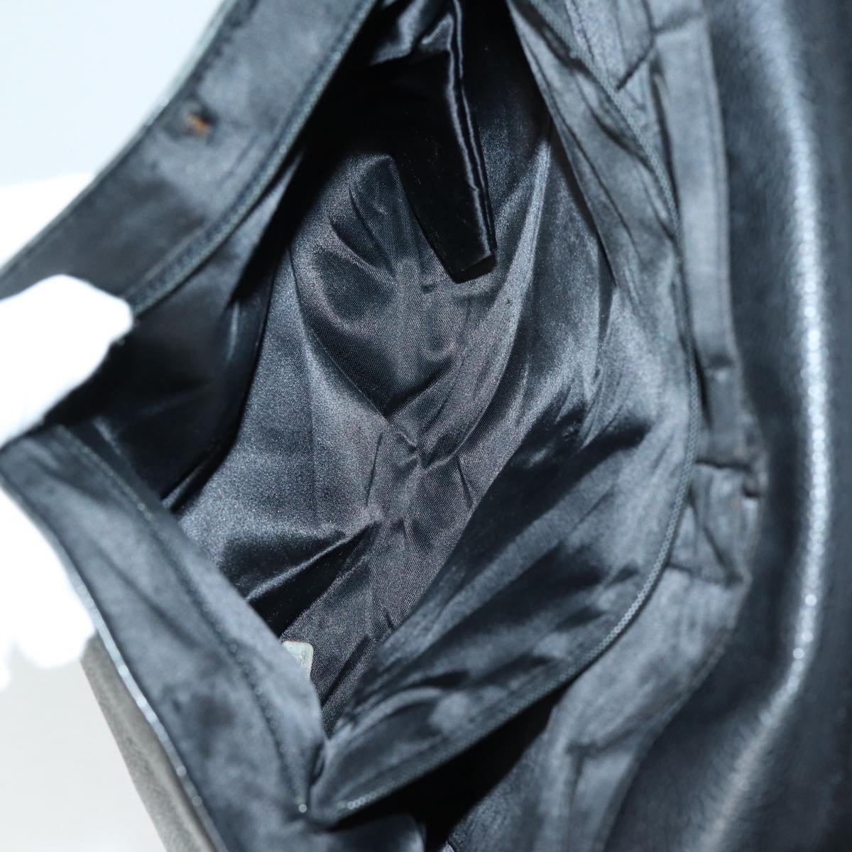 CHANEL Hand Bag Calf Skin Black CC Auth bs16380