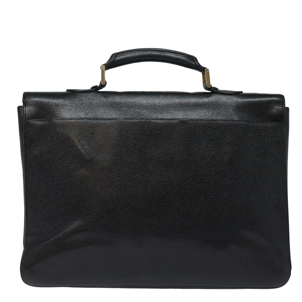 CHANEL Hand Bag Calf Skin Black CC Auth bs16380