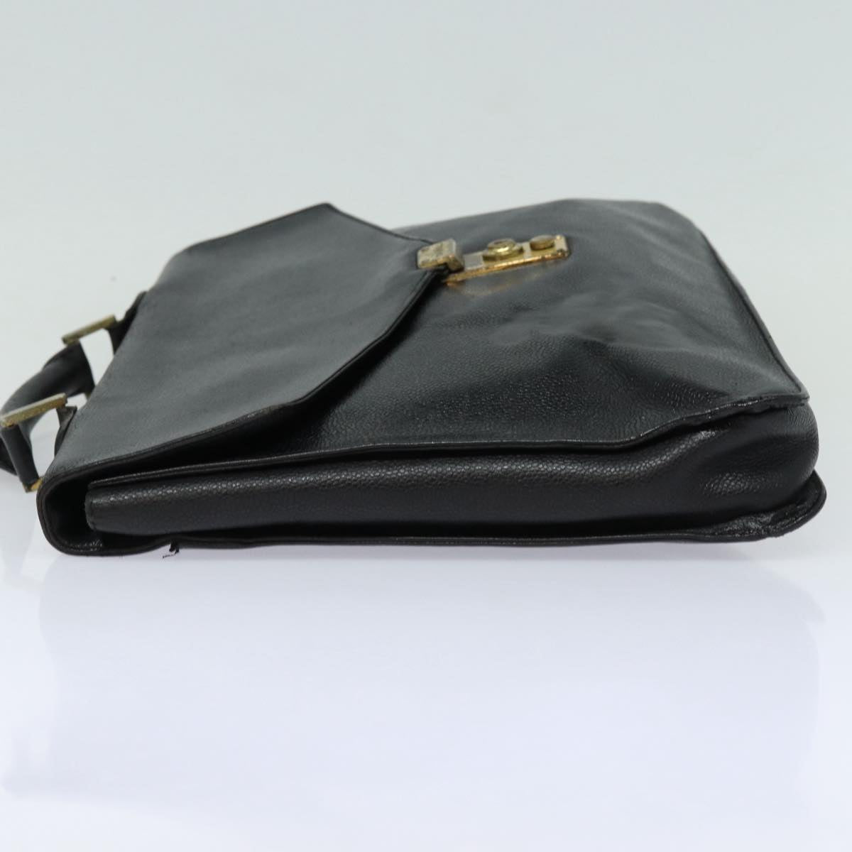 CHANEL Hand Bag Calf Skin Black CC Auth bs16380