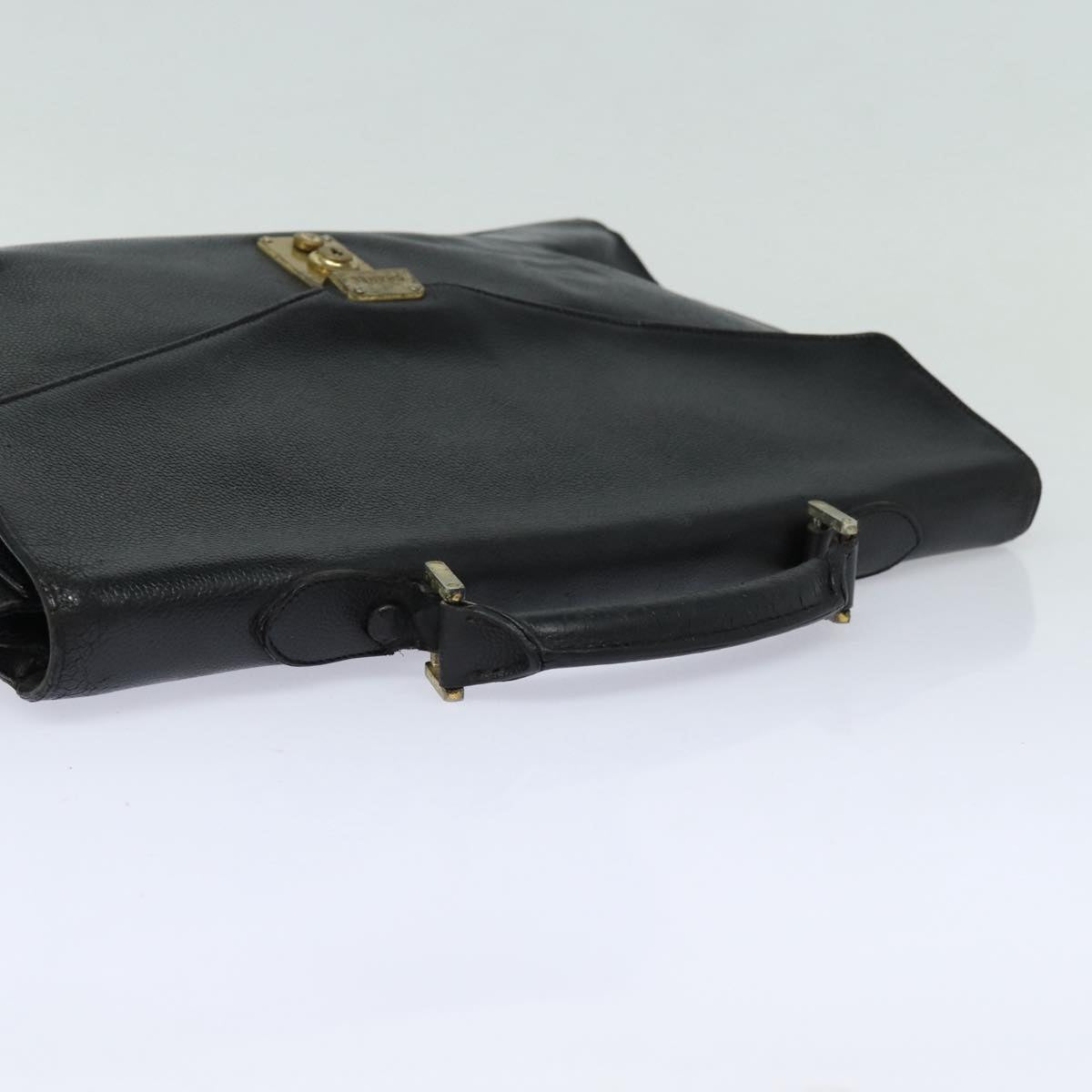 CHANEL Hand Bag Calf Skin Black CC Auth bs16380