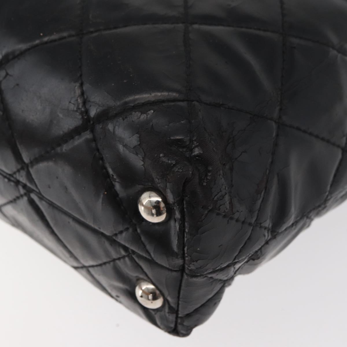 CHANEL Matelasse Chain Tote Bag Leather Black CC Auth bs16447