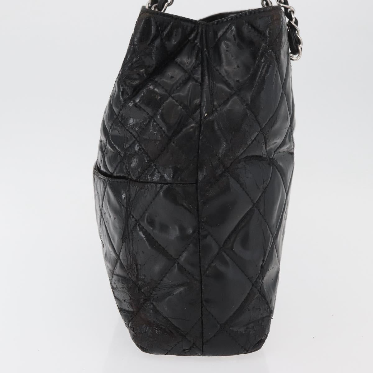 CHANEL Matelasse Chain Tote Bag Leather Black CC Auth bs16447