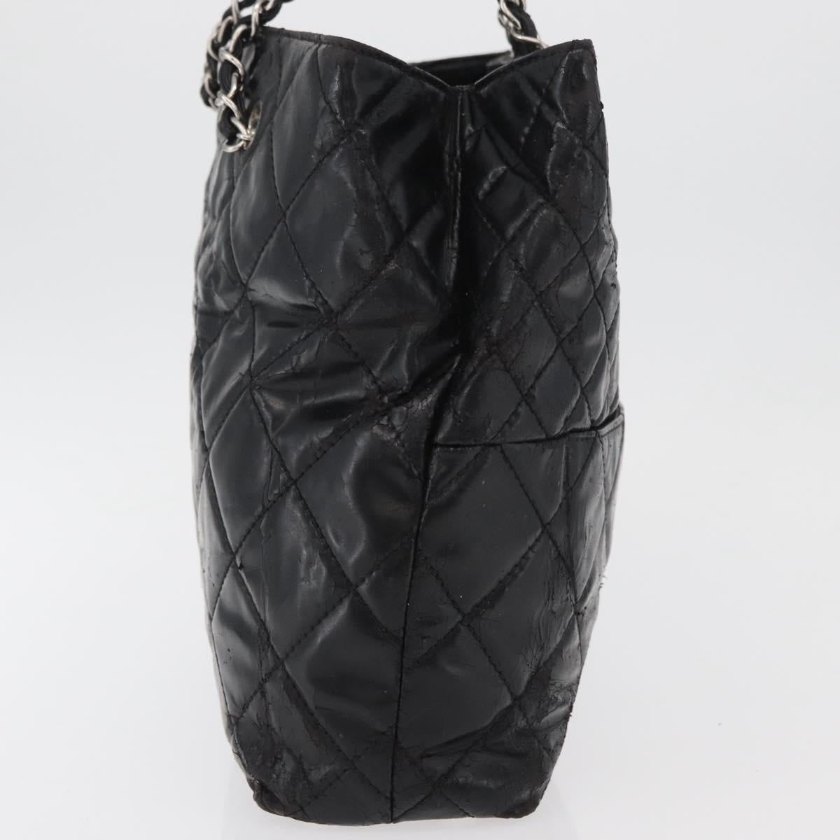 CHANEL Matelasse Chain Tote Bag Leather Black CC Auth bs16447