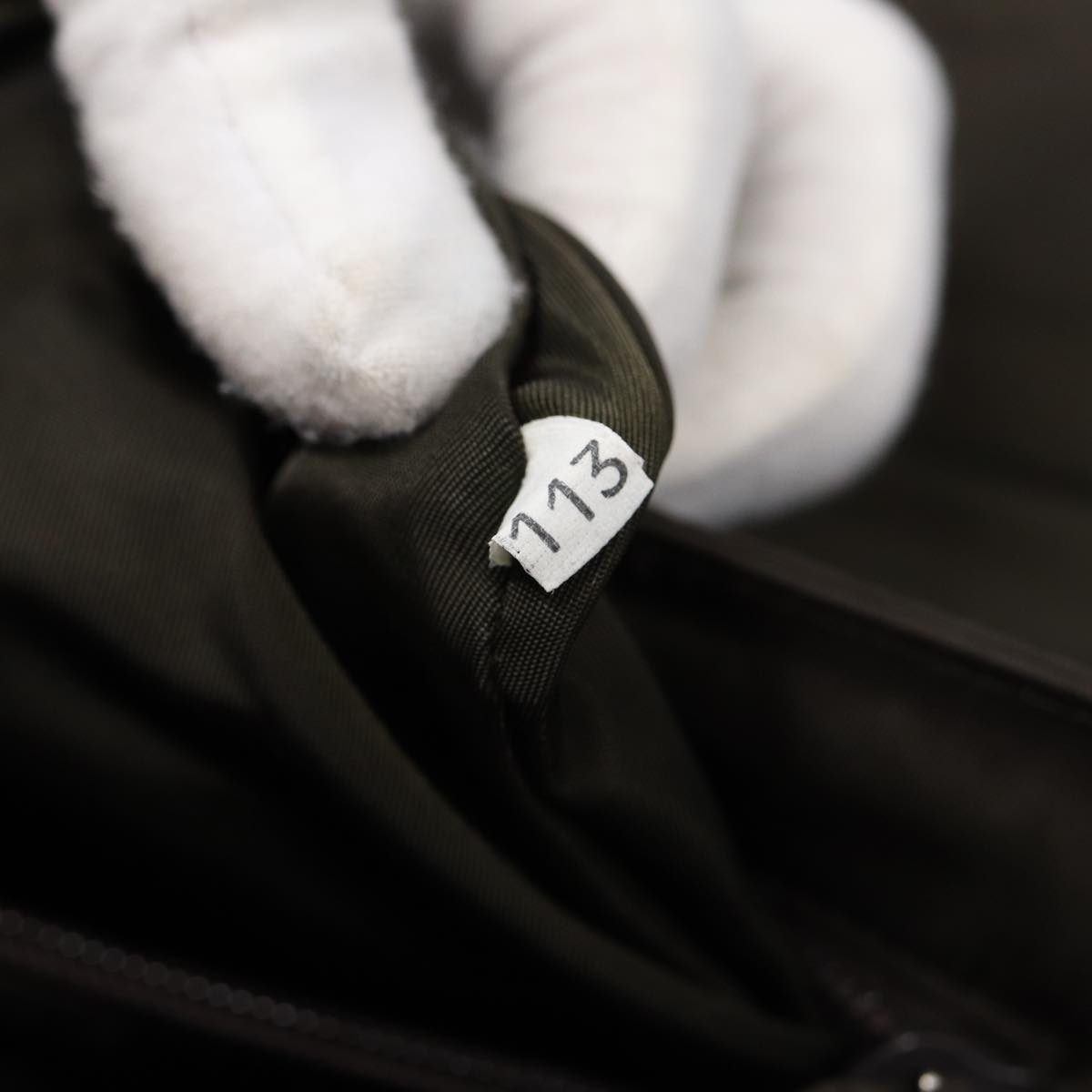 PRADA Business Bag Nylon Khaki Silver Auth bs16524