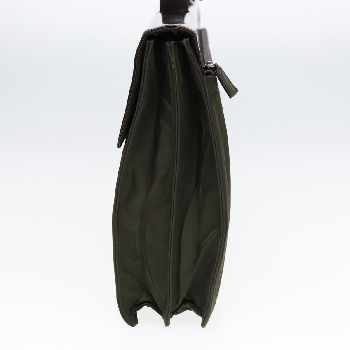 PRADA Business Bag Nylon Khaki Silver Auth bs16524