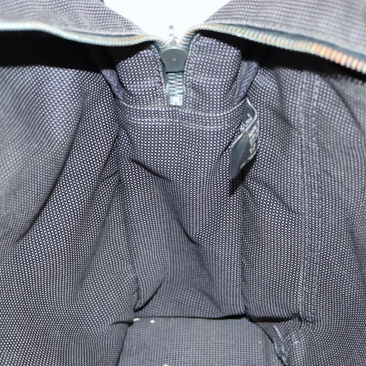 HERMES Her Line MM Hand Bag Canvas Gray Silver Auth bs16554