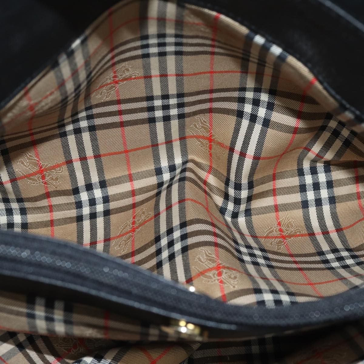 Burberrys Hand Bag Leather Black Auth bs16614