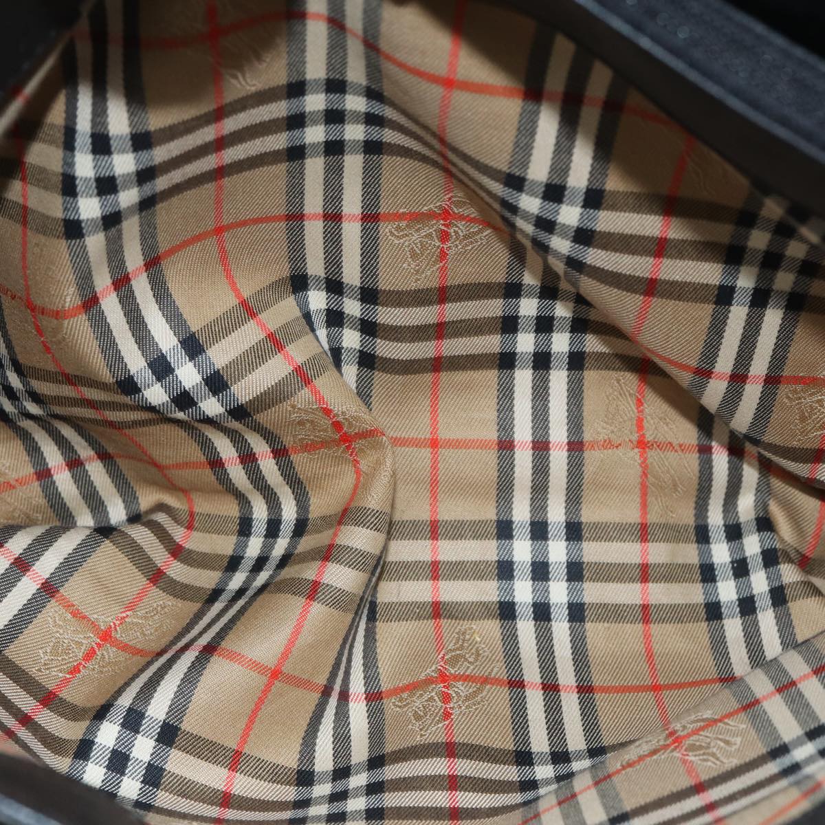 Burberrys Hand Bag Leather Black Auth bs16614