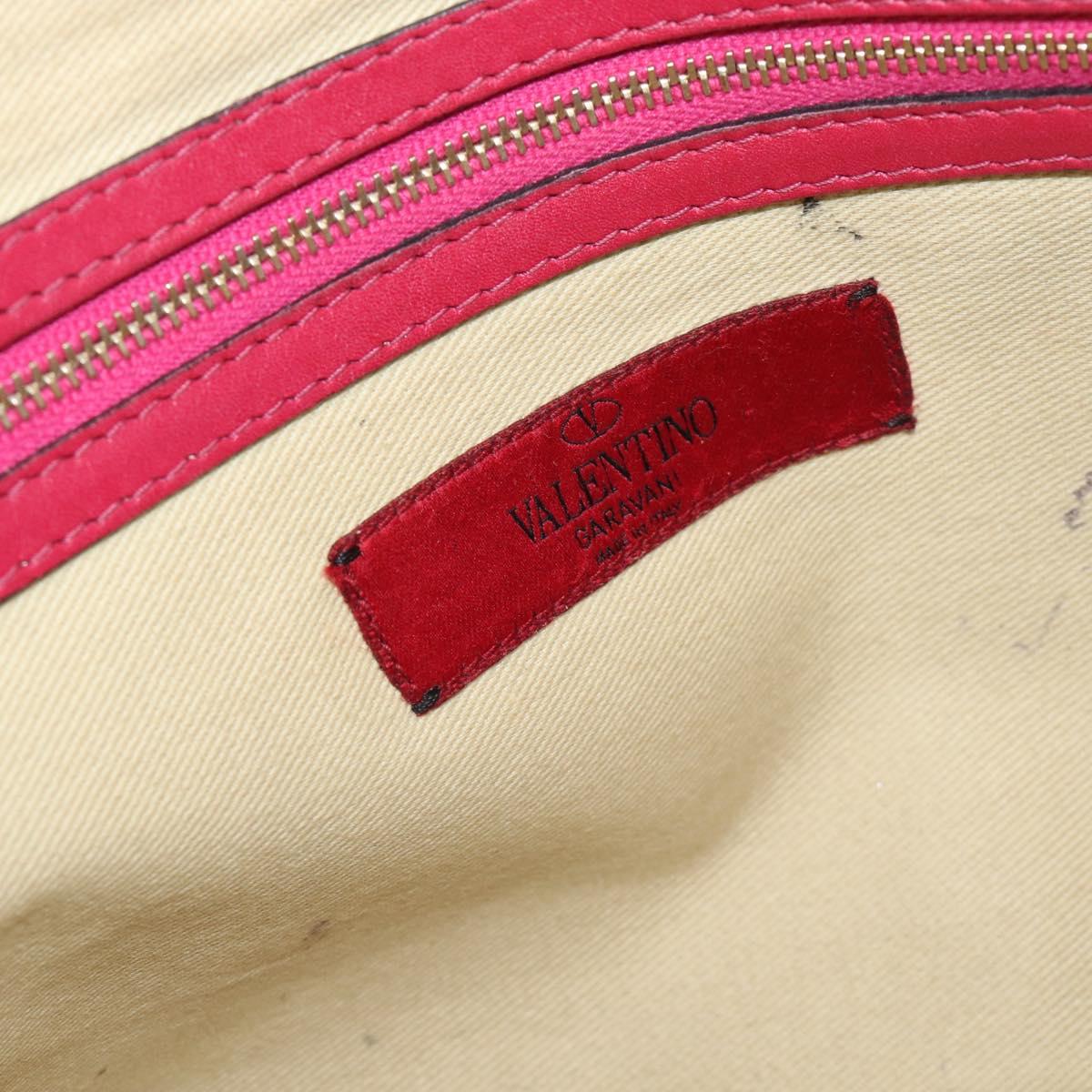 VALENTINO Studs Clutch Bag Leather Pink Gold Auth bs16650