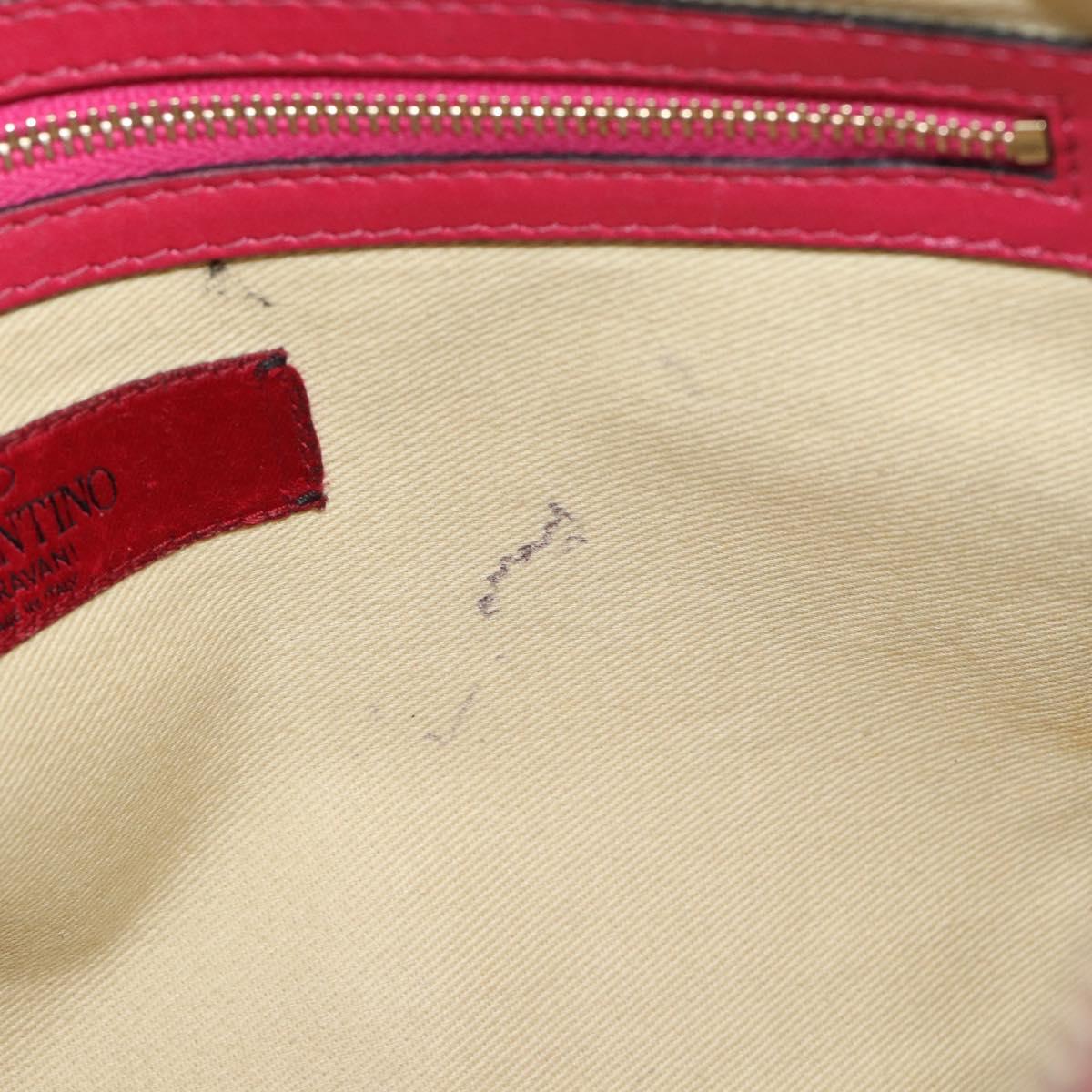 VALENTINO Studs Clutch Bag Leather Pink Gold Auth bs16650