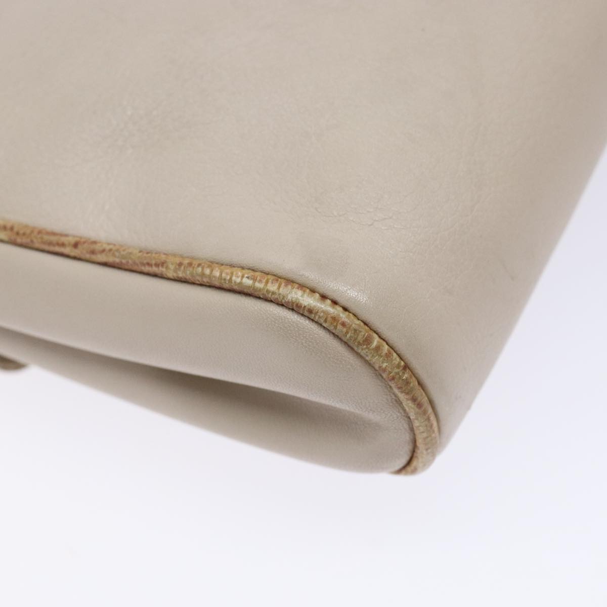 CELINE Hand Bag Leather Beige Auth bs16776