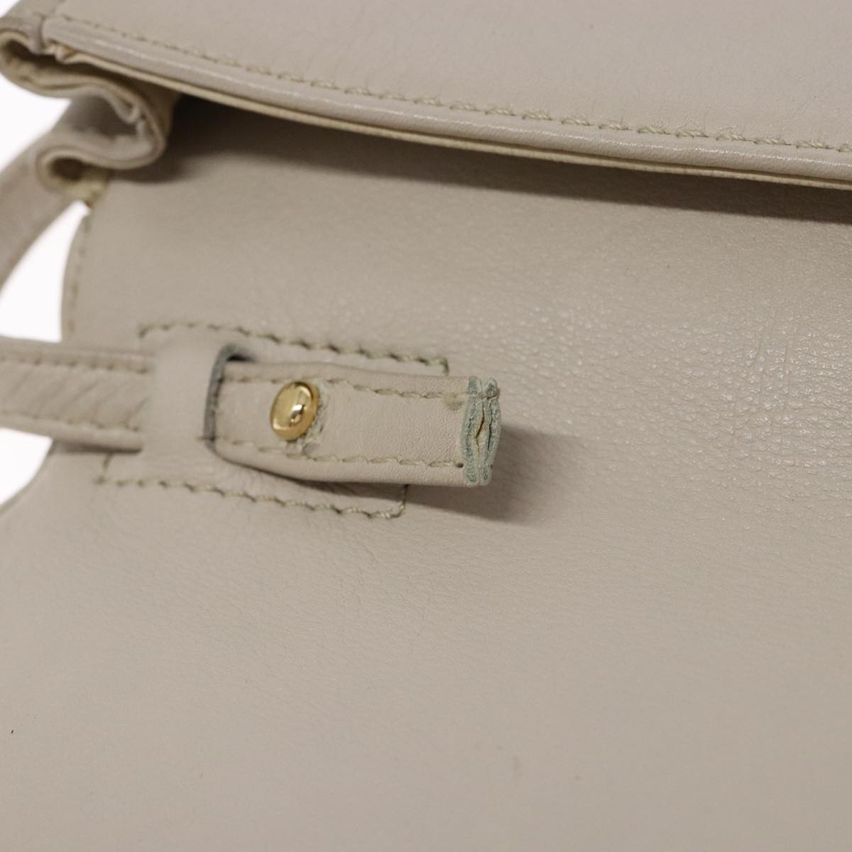 CELINE Hand Bag Leather Beige Auth bs16776
