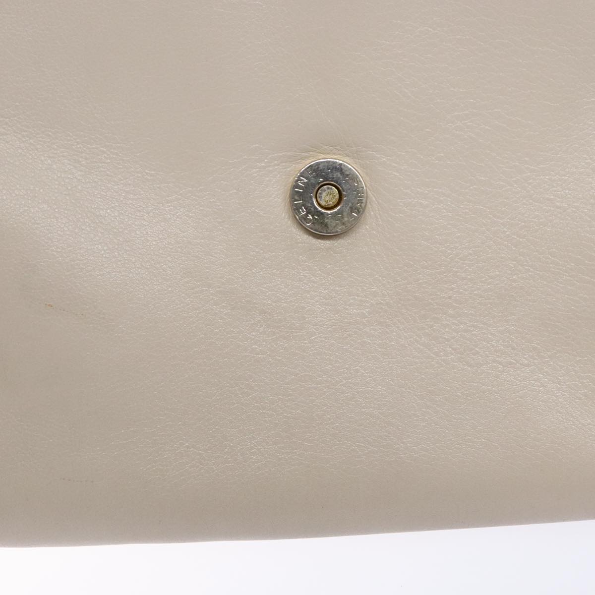 CELINE Hand Bag Leather Beige Auth bs16776
