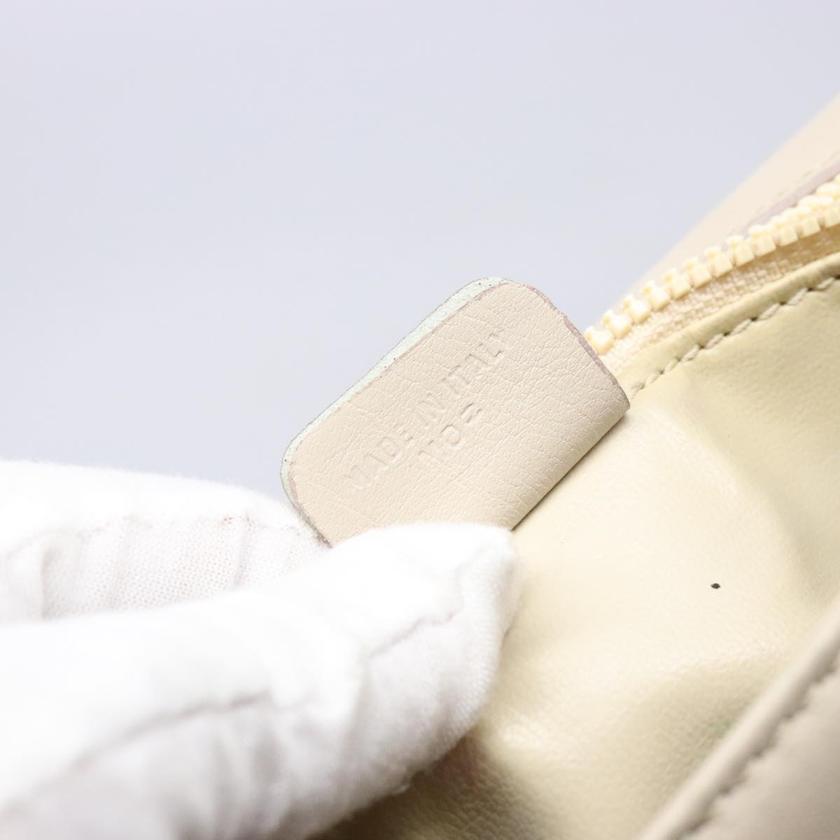 CELINE Hand Bag Leather Beige Auth bs16776