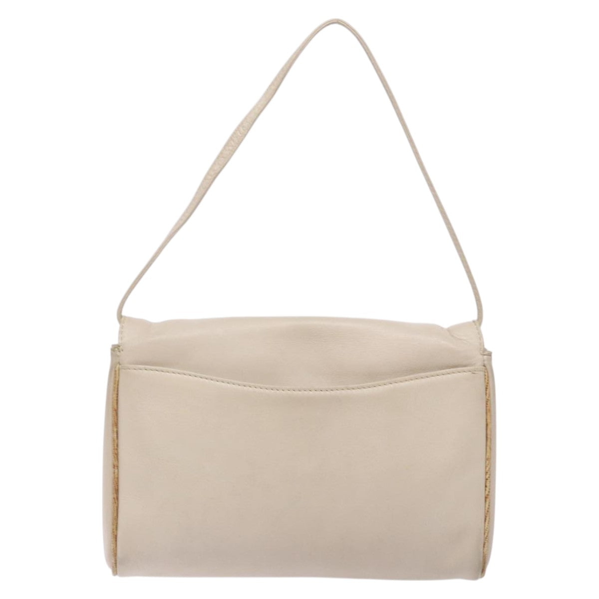 CELINE Hand Bag Leather Beige Auth bs16776