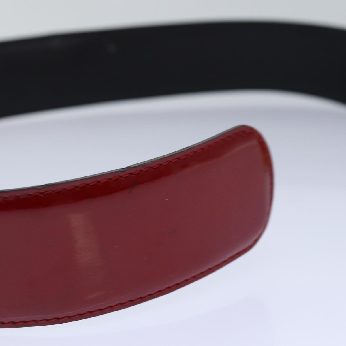 VERSACE Medusa Belt Patent leather 68cn-28.7"""""""" Red Gold Auth bs16787