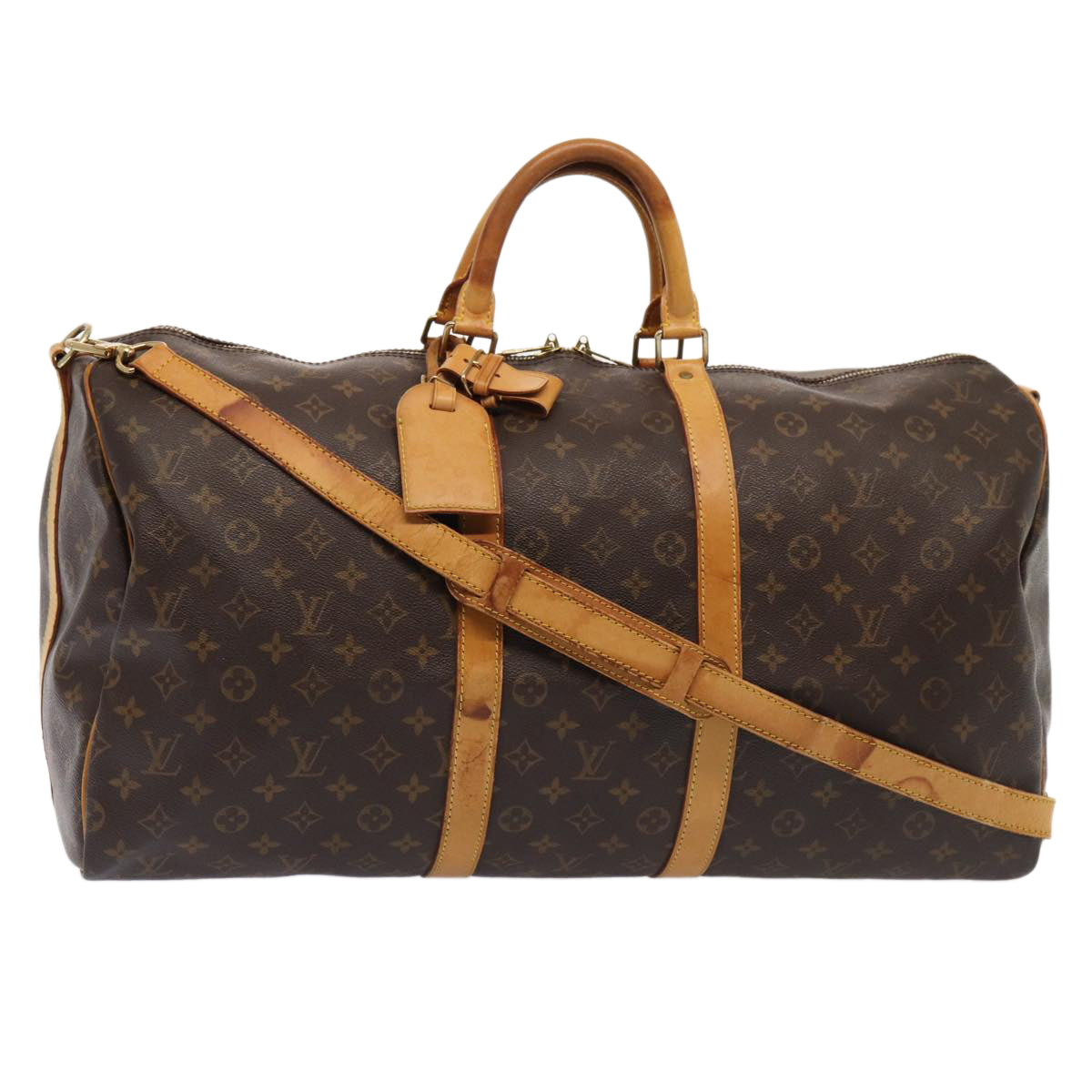 LOUIS VUITTON Monogram Keepall Bandouliere 55 Boston Bag M41414 LV Auth bs16939