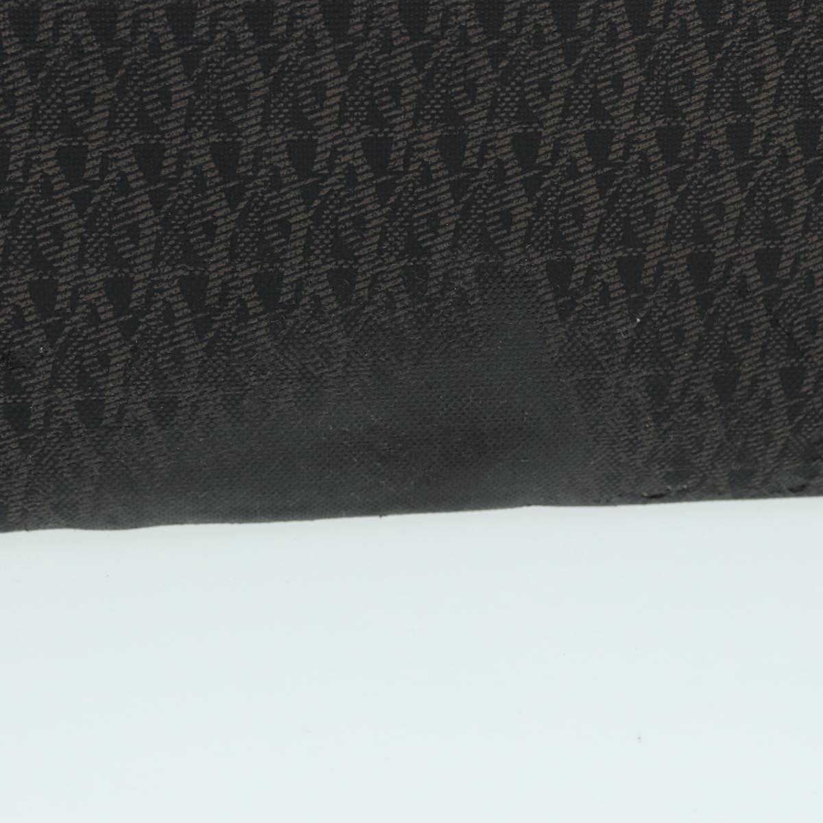 SAINT LAURENT Clutch Bag PVC Dark Brown Gold Auth bs16997