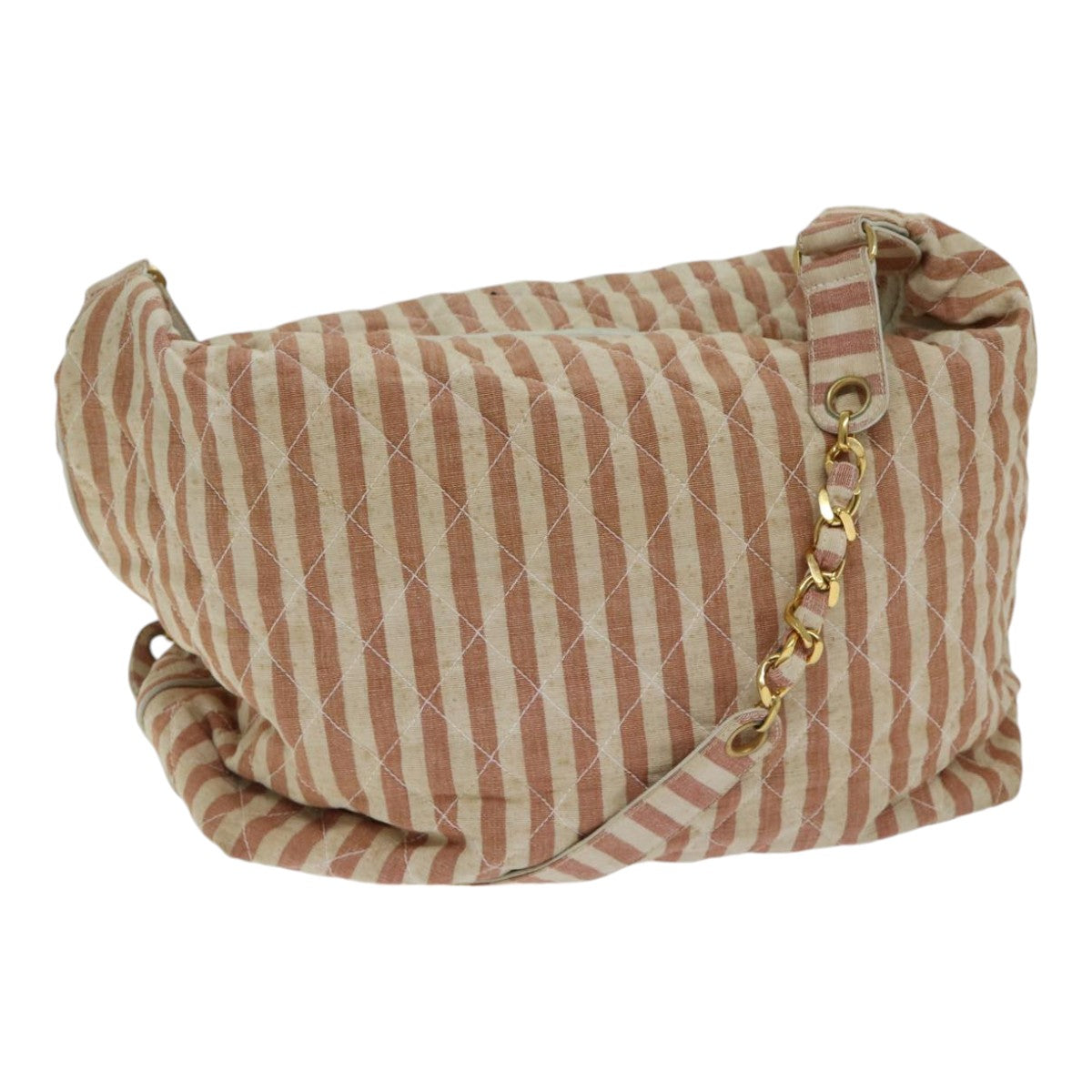 CHANEL Matelasse Chain Shoulder Bag Canvas Red Gold CC Auth bs17125