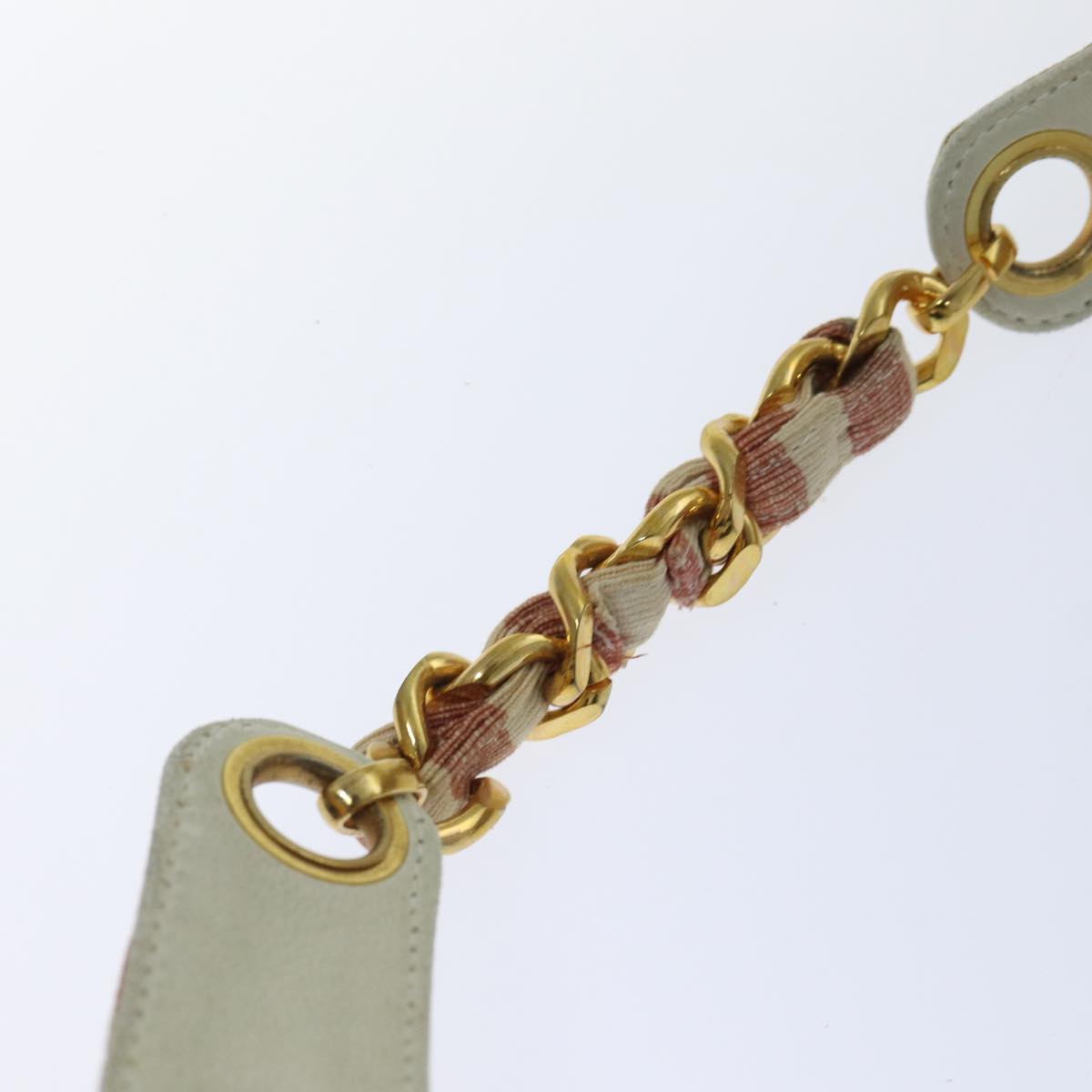 CHANEL Matelasse Chain Shoulder Bag Canvas Red Gold CC Auth bs17125