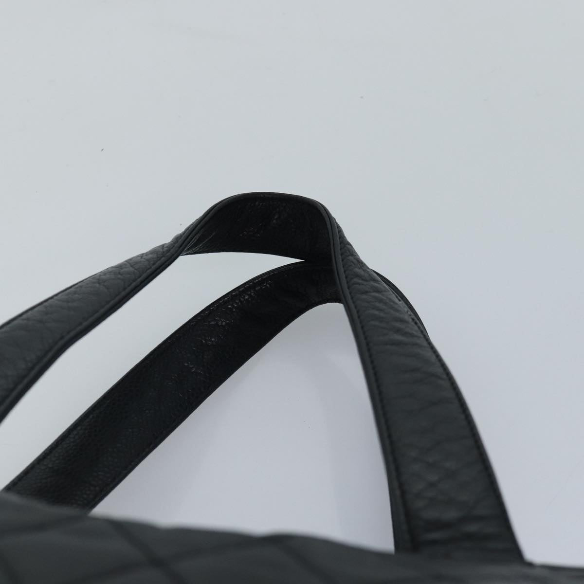 CHANEL Matelasse Hand Bag Calf Skin Black Silver CC Auth bs17167