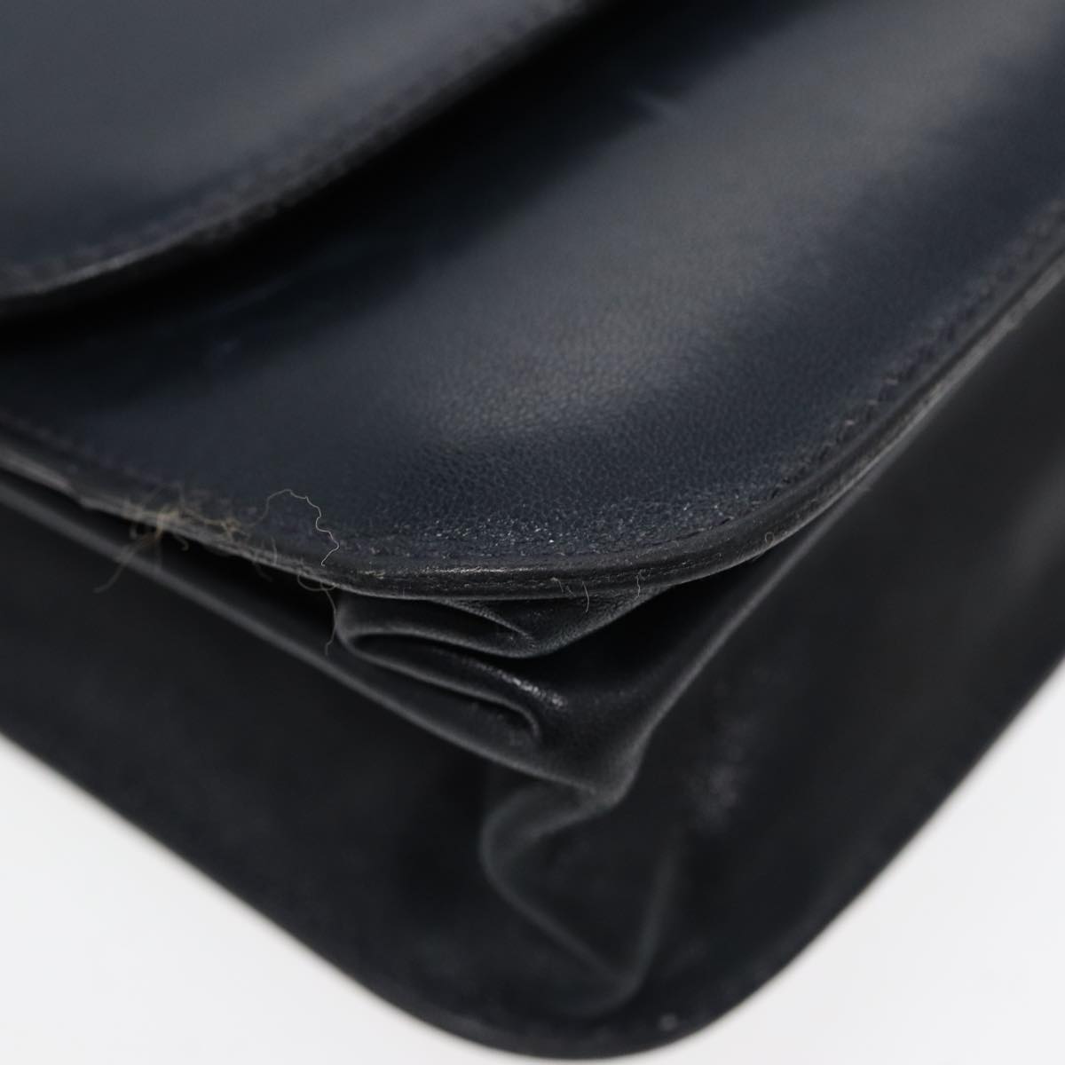 BALENCIAGA Shoulder Bag Leather Navy Gold Auth bs17168