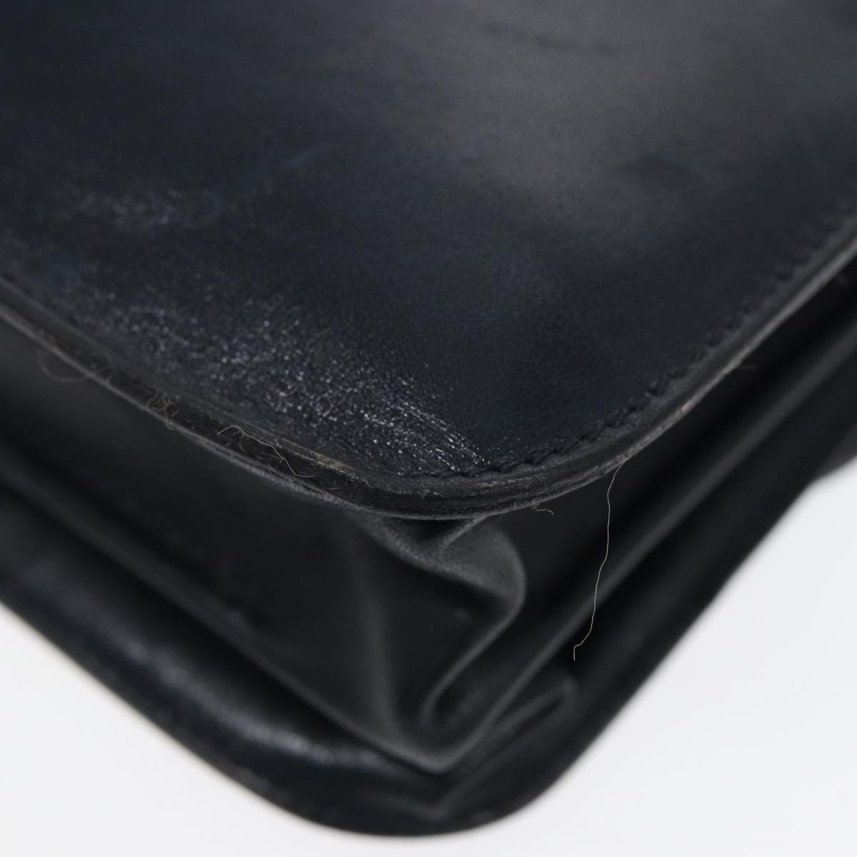 BALENCIAGA Shoulder Bag Leather Navy Gold Auth bs17168