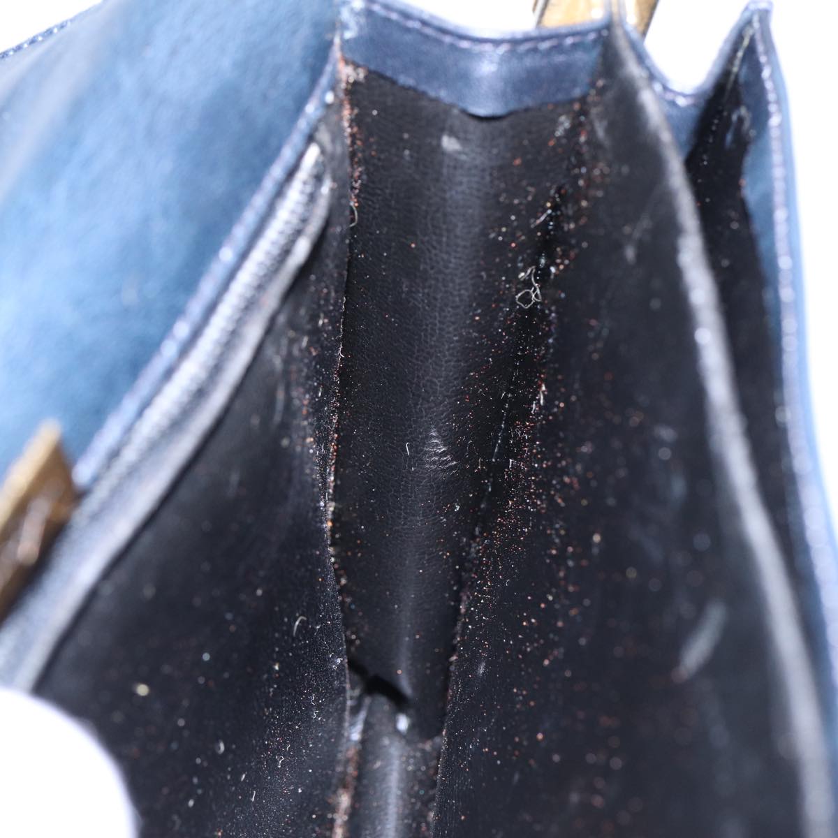 BALENCIAGA Shoulder Bag Leather Navy Gold Auth bs17168