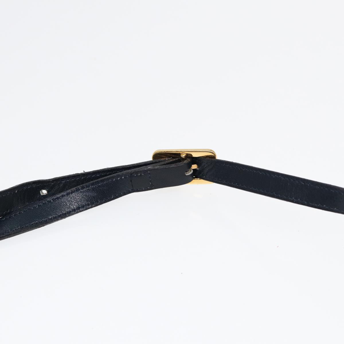 BALENCIAGA Shoulder Bag Leather Navy Gold Auth bs17168