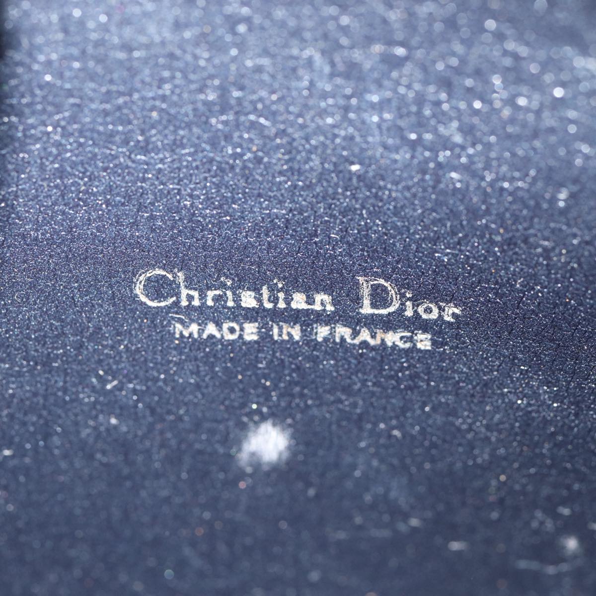 Christian Dior Trotter Canvas Pouch Navy Gold Auth bs17208