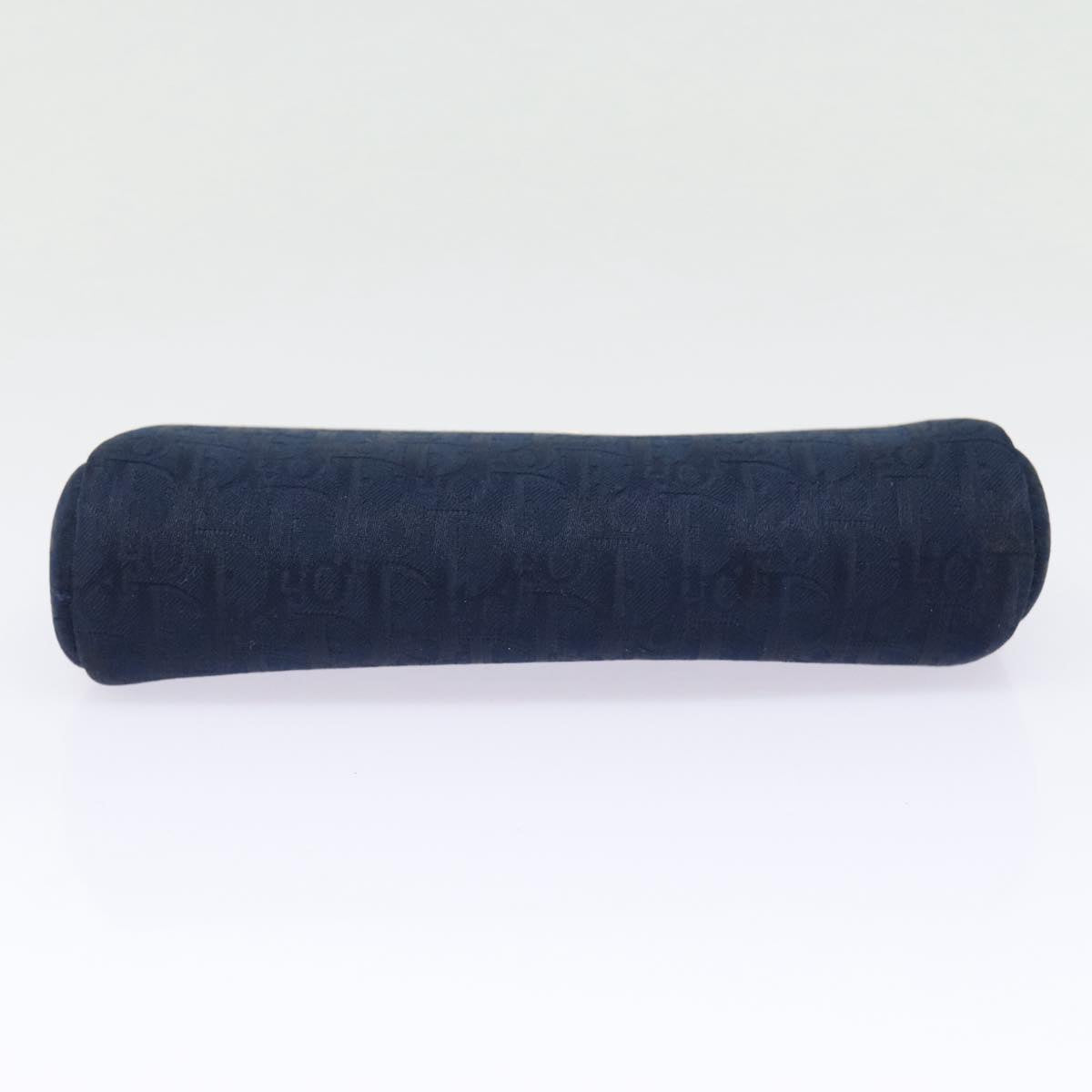 Christian Dior Trotter Canvas Pouch Navy Gold Auth bs17208