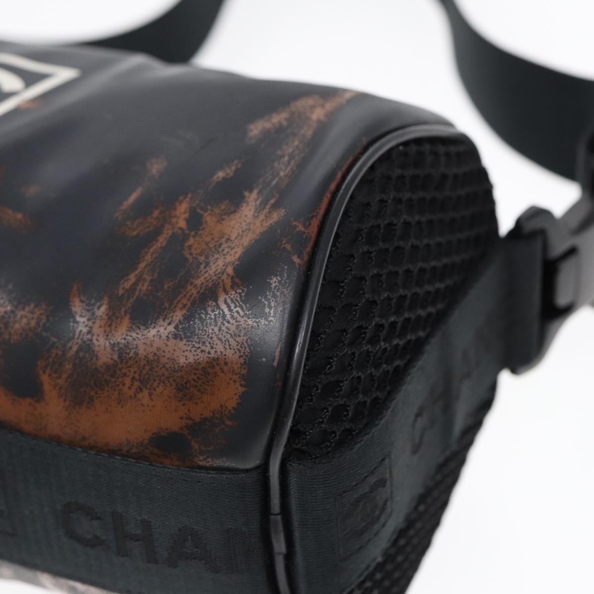 CHANEL Sports Line Shoulder Bag Nylon Black CC Auth bs17222