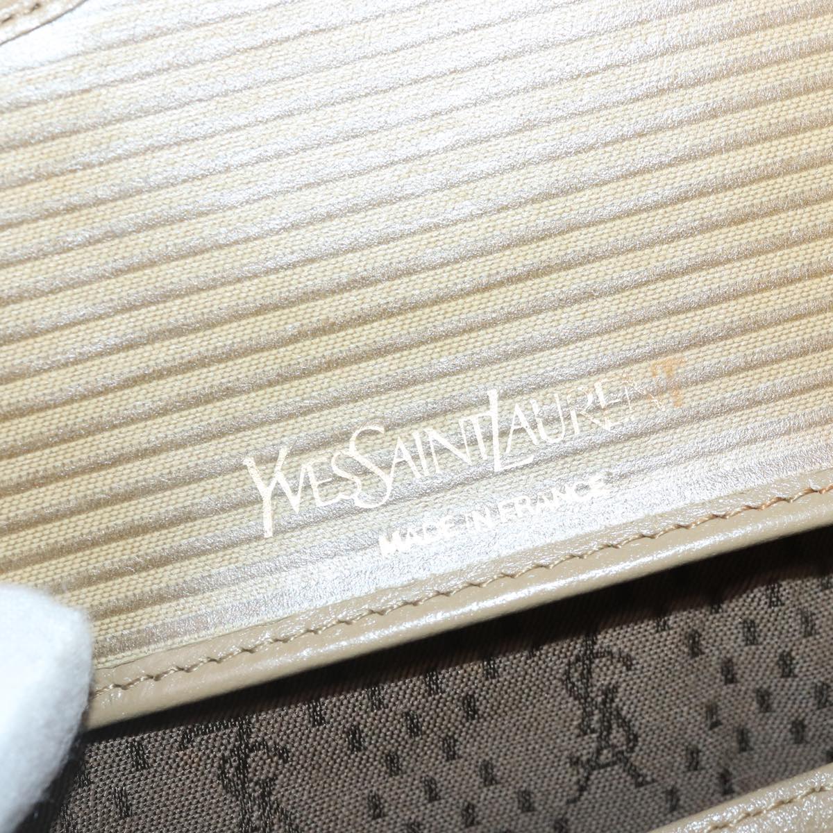 SAINT LAURENT Shoulder Bag PVC Beige Gold Auth bs17304