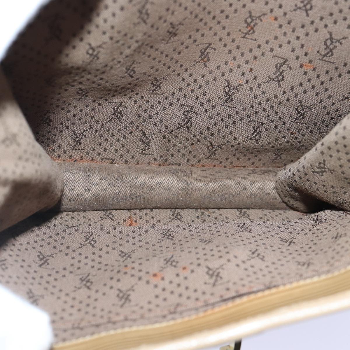 SAINT LAURENT Shoulder Bag PVC Beige Gold Auth bs17304