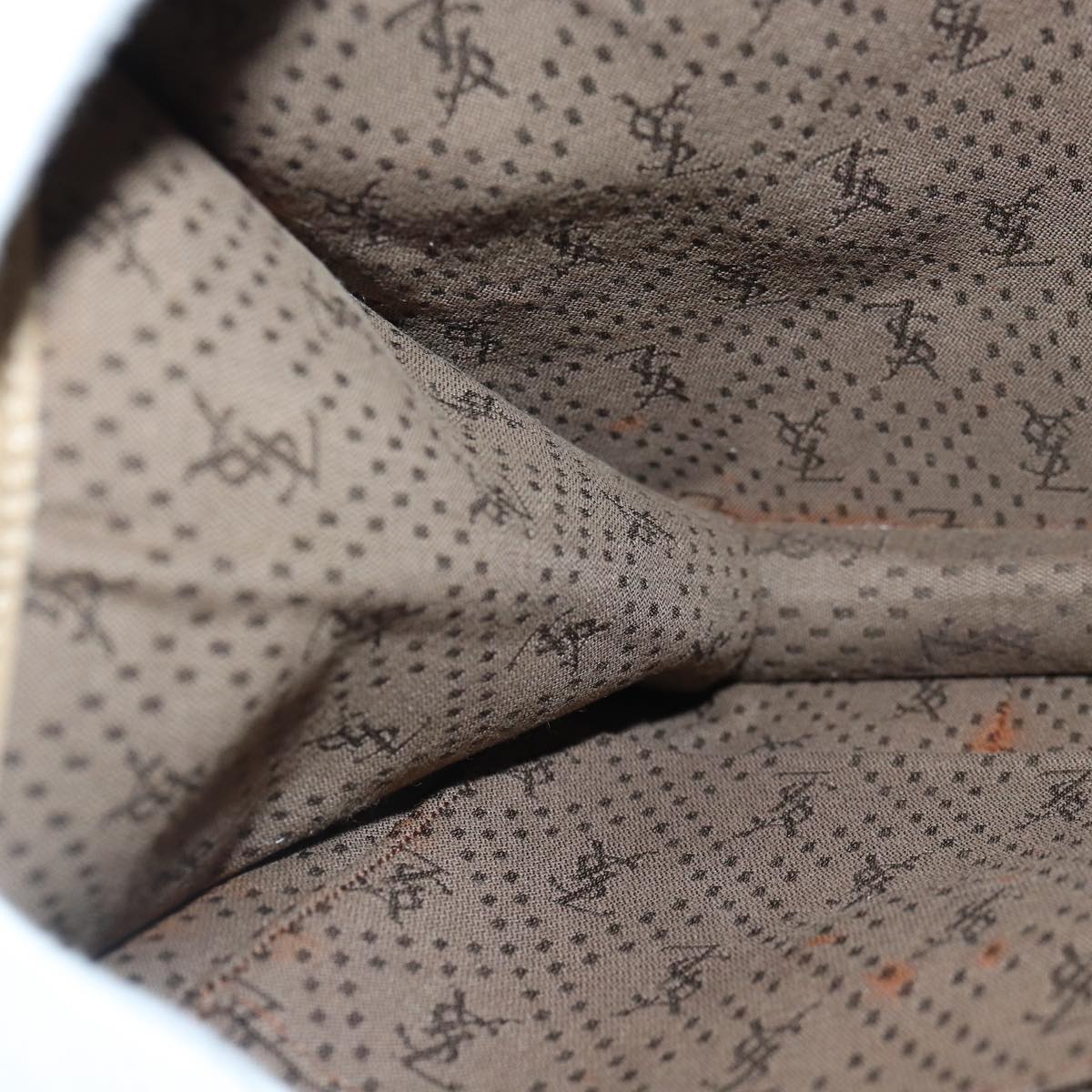 SAINT LAURENT Shoulder Bag PVC Beige Gold Auth bs17304