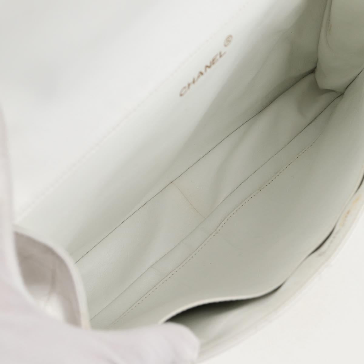 CHANEL Matelasse Double Face Chain Bag Lamb Skin White Gold CC Auth bs17533A