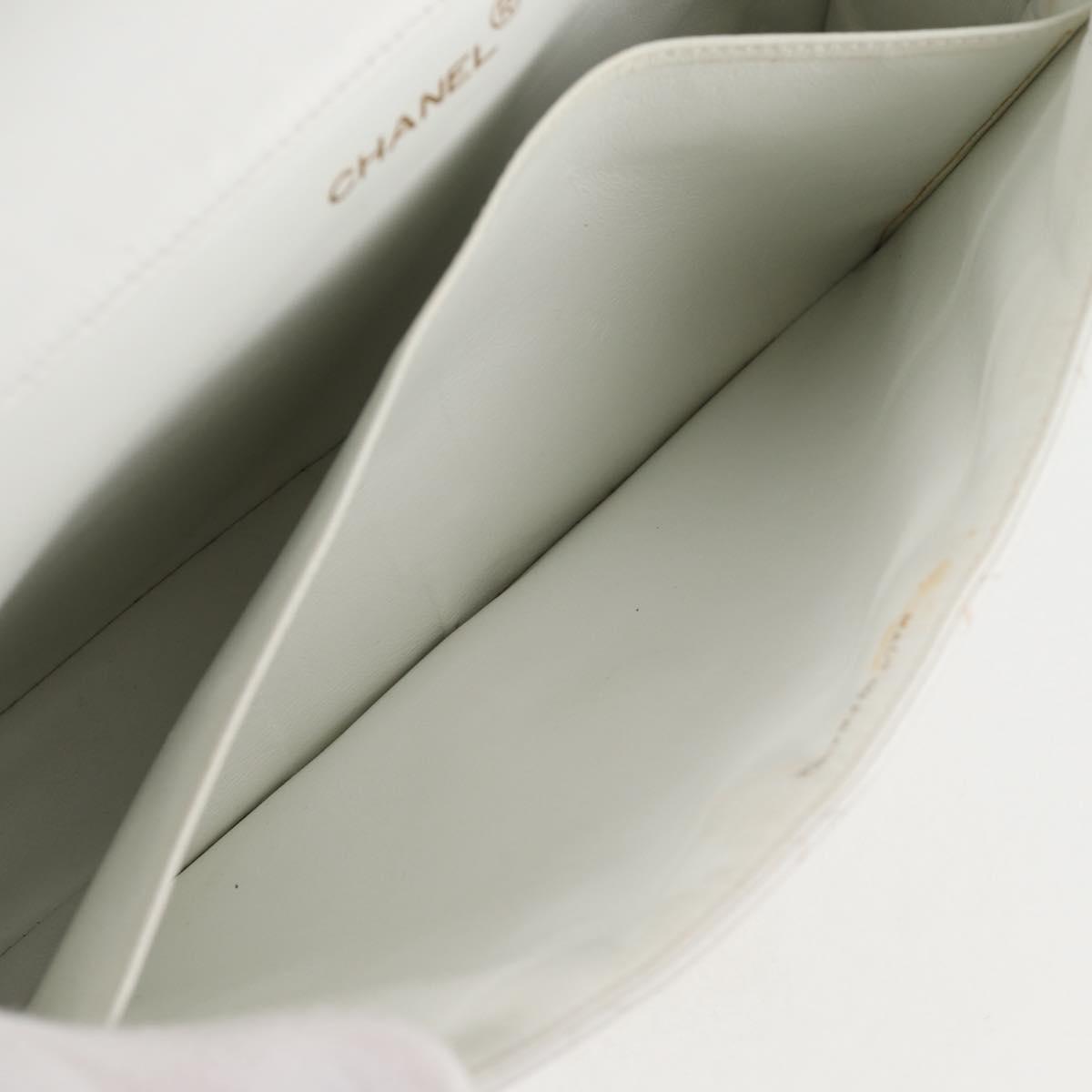 CHANEL Matelasse Double Face Chain Bag Lamb Skin White Gold CC Auth bs17533A