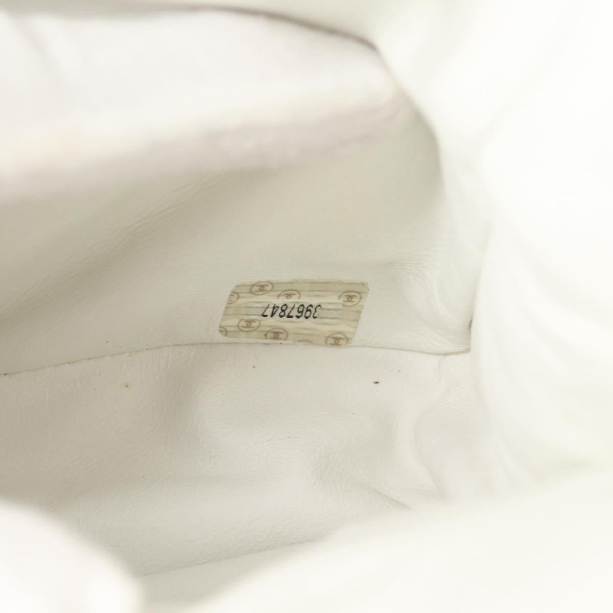 CHANEL Matelasse Double Face Chain Bag Lamb Skin White Gold CC Auth bs17533A