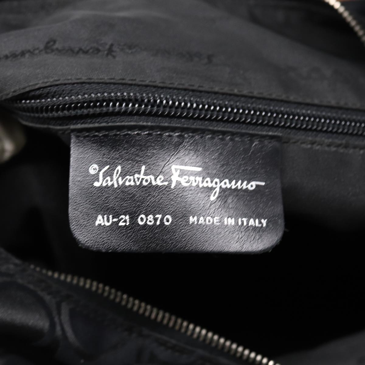 Salvatore Ferragamo Shoulder Bag Nylon Black Silver Auth bs17552