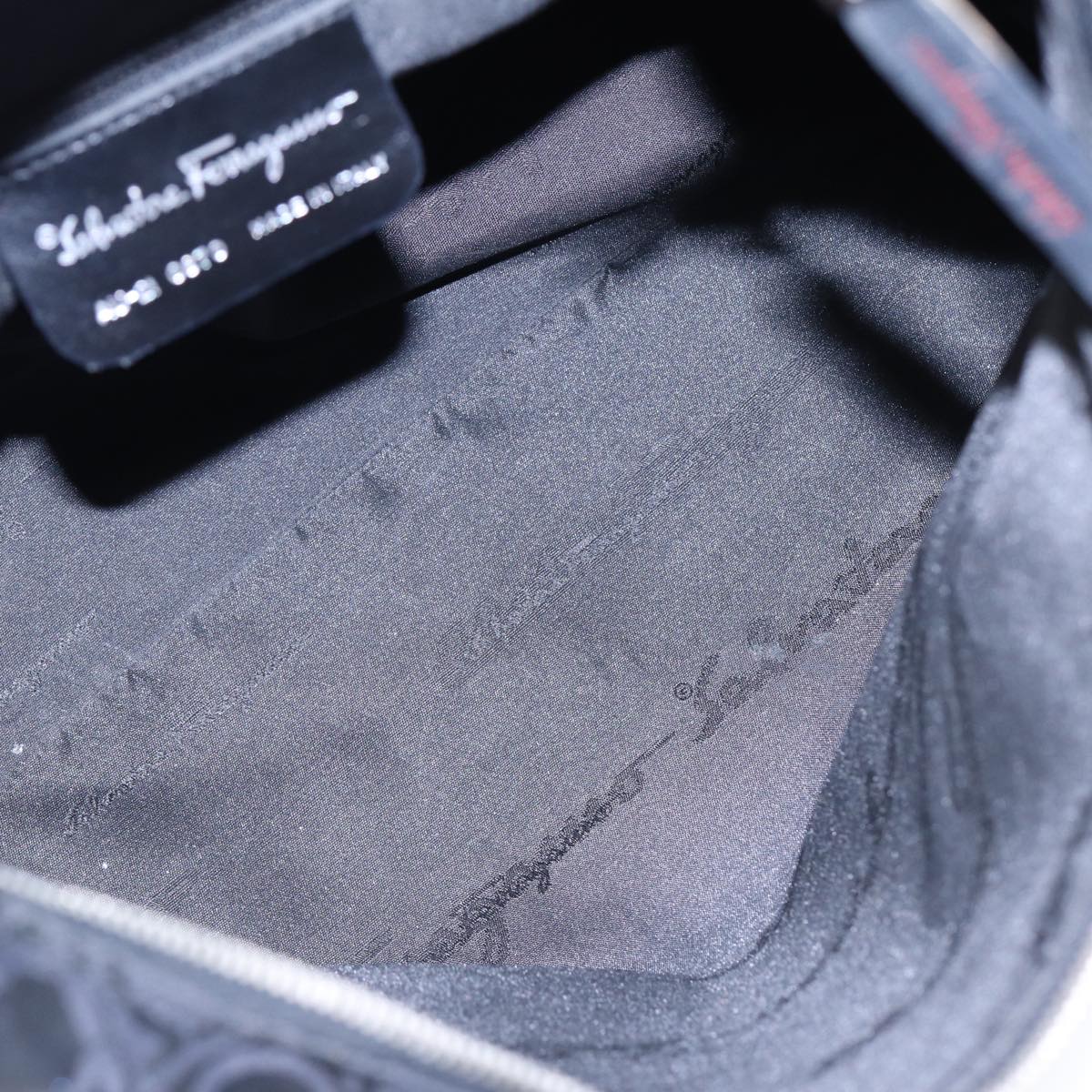 Salvatore Ferragamo Shoulder Bag Nylon Black Silver Auth bs17552