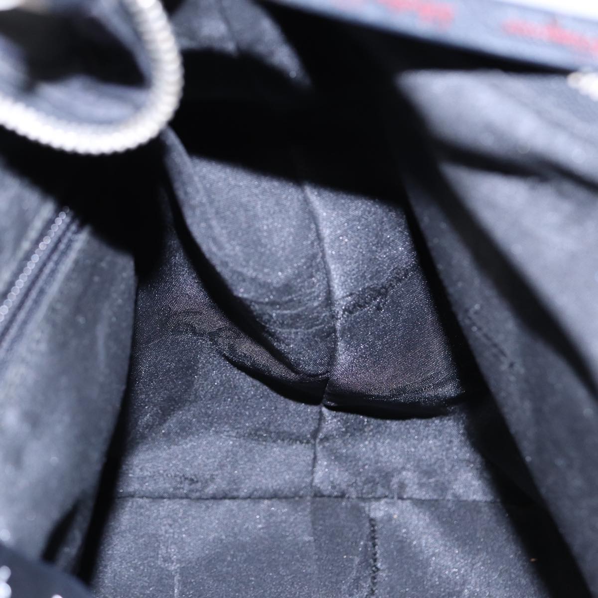 Salvatore Ferragamo Shoulder Bag Nylon Black Silver Auth bs17552